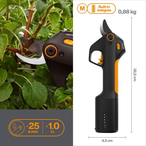 Секатор акумуляторний Fiskars ePruner M Bypass із вбудованим акумулятором 8В 4 Ач (1082297)