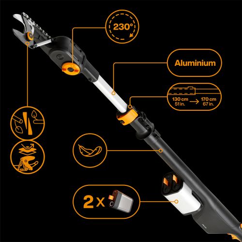 Телескопічний акумуляторний сучкоріз Fiskars eLopper Bypass без акумулятора (1082299)