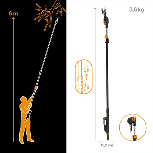 Телескопічний акумуляторний сучкоріз Fiskars eTree Pruner Bypass без акумулятора (1082340)